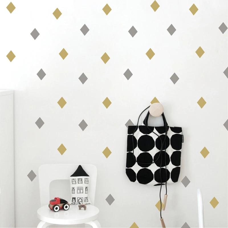 Vinyl Diamond Shape Wall Decals Sticker Modern Background Diamond Art
