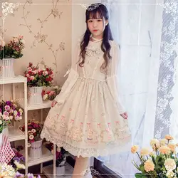 Косплей Лолита платье милый кролик японский Kawaii девушки принцесса горничной Винтаж Готический печатные узоры кружева летняя юбка