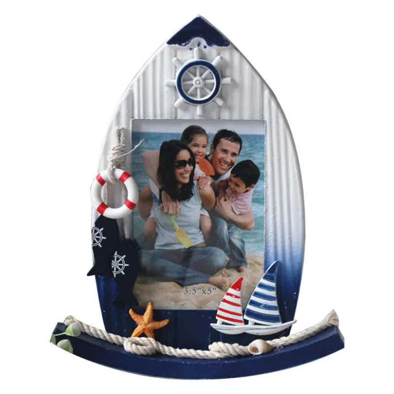 #*Cheap Vintage 5 Inch Wooden Family Photo Frame Mediterranean Style Rudder Picture Frame Art Home Decor