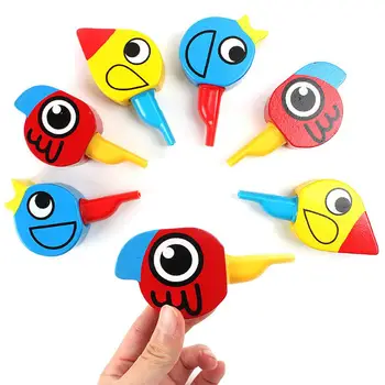 

Wooden Colorful Drawing Bird Shape Whistle Kids Developmental Toy Party Favor