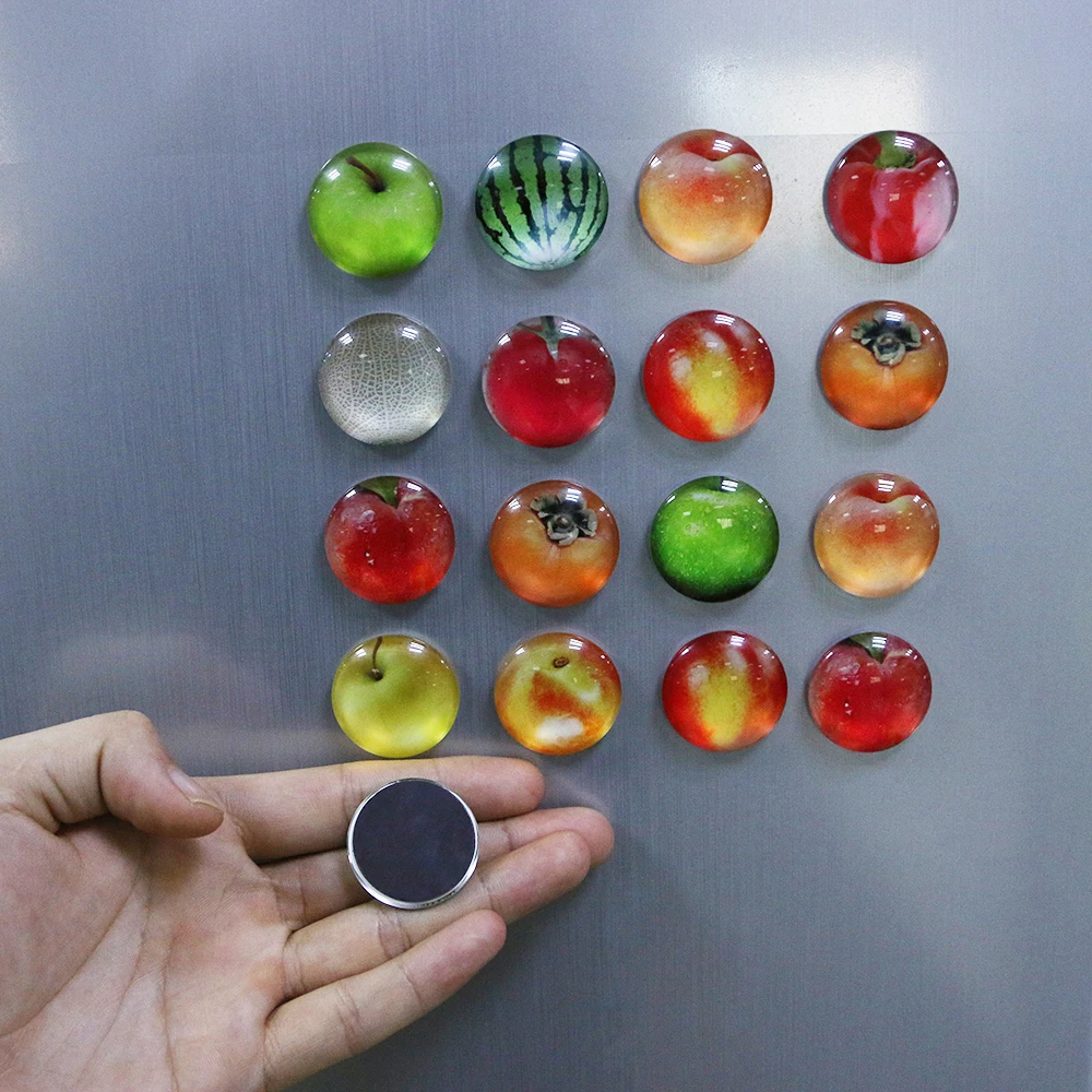 

Mixed 8pcs/lot Colorful Vinyl Glass Cabochon Fridge Magnetic Stickers Fruit Patterns Dome Notes Message Holder Magnet Sticker Ho