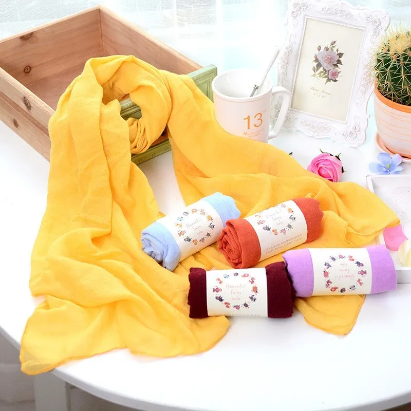 Winter Scarf Kids Shawl pamuklu sal Luxury Brand Solid Cotton/Linen Tassel Child Girls Neck Warm hijab Autumn scarves Muffler