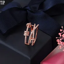

Rose Gold Multilayer Cubic Zirconia Cross Ring Silver Plated Engagement Wedding Band Rings for Women Party Jewelry Accessories
