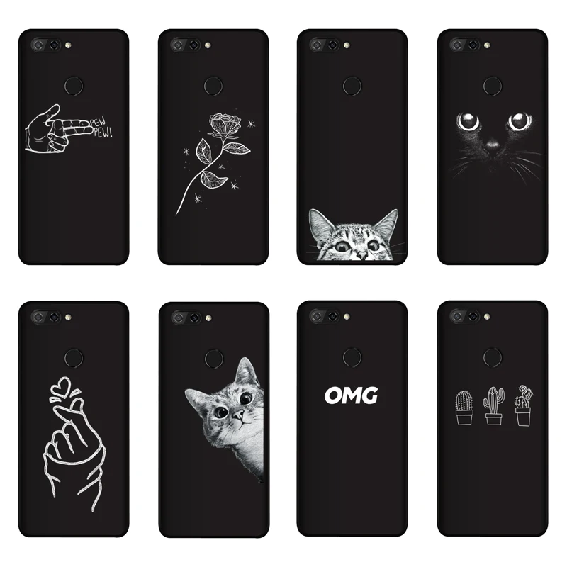 

QAQsam Soft Silicone For ZTE Blade V9 5.7" Case Cover Painting Pattern Matte Phone Cases Flower Cat Funda