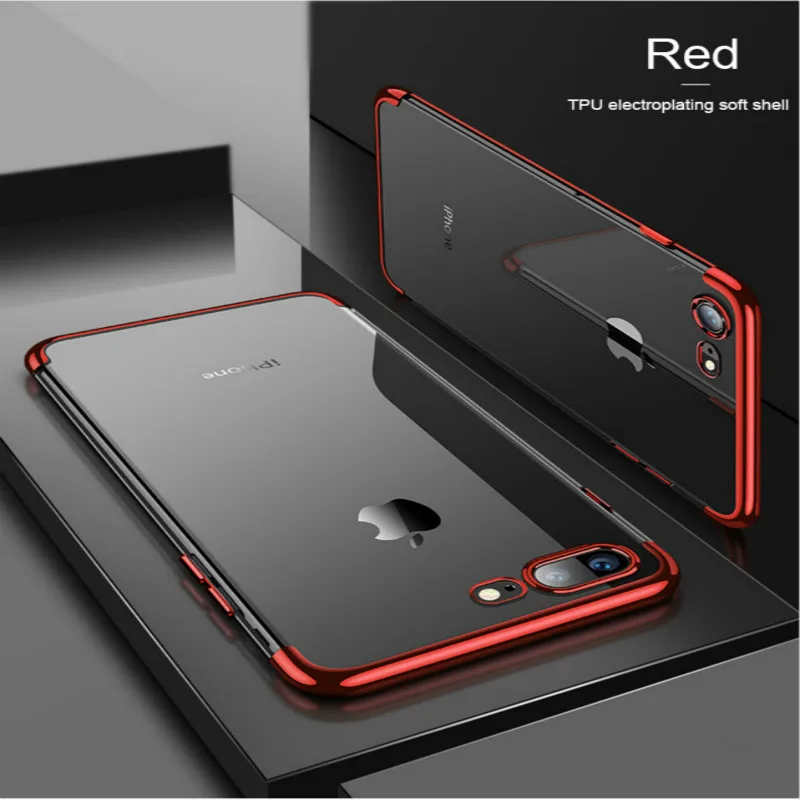 

Silicon Clear Soft Cases For iPhone XS Max Case X XR XS 6S 6 7 8Plus slim Anti-knock Plating Transparent Silicone Phone Cover
