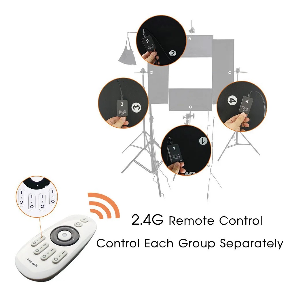 SAMTIAN 4 в 1 комплект фотографии светильник ing светодиодный студийный свет для видео с регулируемой яркостью 5500K CRI95 беспроводной пульт дистанционного управления Фото лампа панель