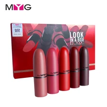 MYG 5 шт./компл. увлажняющий крем водонепроницаемый бренд наборы помад для женщин Подарки долговечные пигменты матовые нюдовые помады набор помад