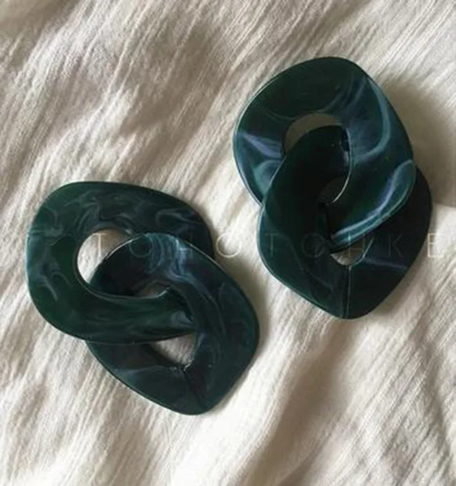 

Glam Geo Big Stud Earrings Green Party show Top gown Brincos bijoux pop ins prom Korean Style Trendy Korean style Drama Queen