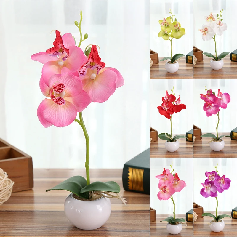 Artificial Butterfly Orchid Silk Flower Wedding Party Fake Bonsai Home Decor