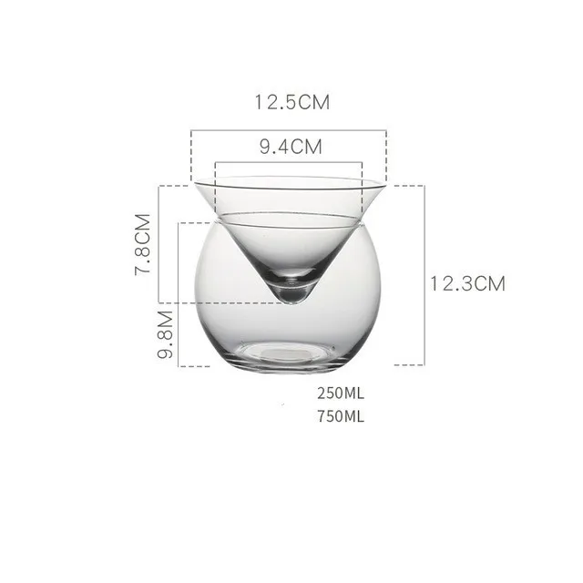 Креативный барный салон для коктейлей, двухслойный Набор бокалов для вина, Мартини, Свадебный бокалы для шампанского, стакан для мороженого - Цвет: 250ml and 750ml