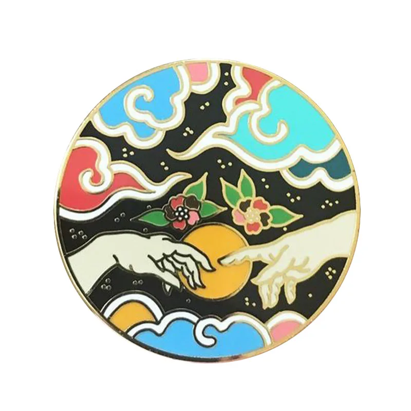 

Cloud Flower Hands Night sky Hard Enamel Pin Badge