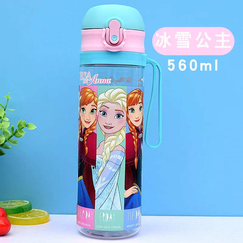 560 мл Дисней детские чашки для кормления детей бутылочка для кормления воды портативная мультяшная Минни Микки Маус Тритан чашка My Sport бутылочки - Цвет: elsa pink