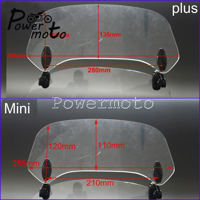 Мотоцикл Универсальный воздушный поток Регулируемый Прозрачный 280/210 мм лобовое стекло расширение спойлер Экран воздушный дефлектор для Honda BMW скутер