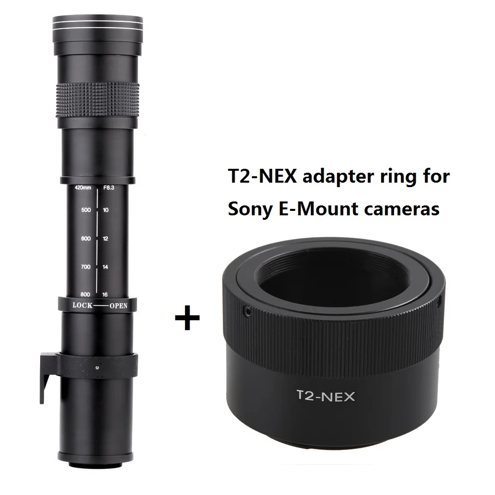 Lightdow 420-800mm F8.3-F16 Super Manual Telephoto Zoom Lens +T2-NEX Adapter Ring for Sony E-Mount Camera NEX-5R/5N/5C,A7 A7R Lightdow 420-800mm F8.3-F16 Super Manual Telephoto Zoom Lens +T2-NEX Adapter Ring for Sony E-Mount Camera NEX-5R/5N/5C,A7 A7R