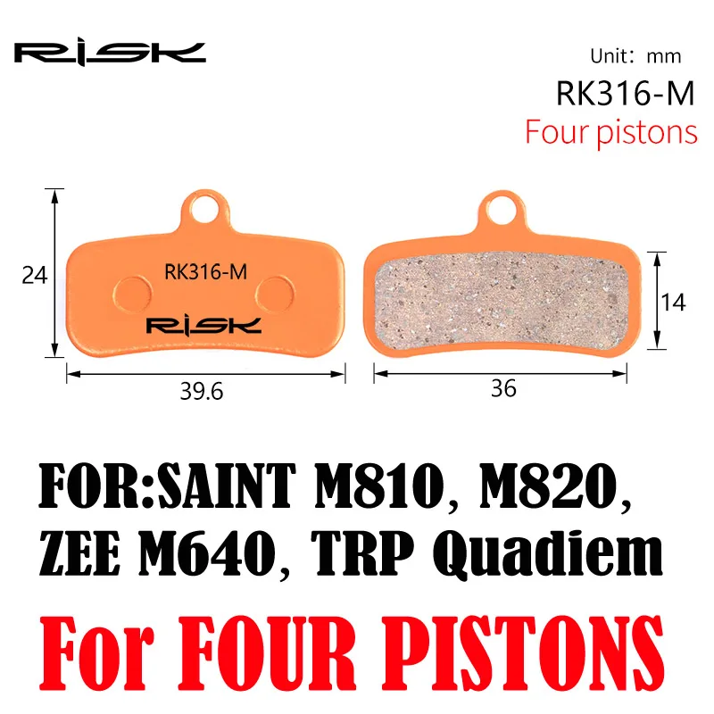 

Full-metal Bicycle Disc Brake Pads for SAINT M810 / M820 / ZEE M640 / TRP Quadiem Disc Brake Set Pads 1 Pair