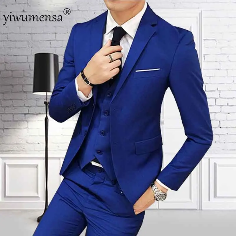 YWMS 55 Luxury Men Business Suits Men Royal blue suit man 2018 custom