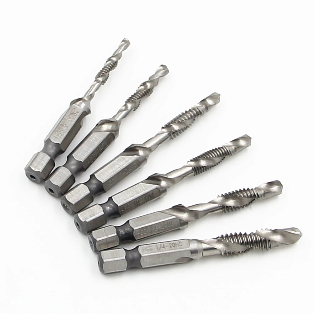 American standard New 6pcs HSS Multi Metric Combination Drill Tap Bit