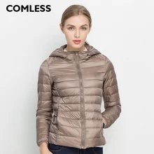 COMLESS 18 Colors Casual Ultralight Down Jacket with 90% Down 10%Feather Women Hoodies Winter White Down Outwear Jacket SizeXXXL
