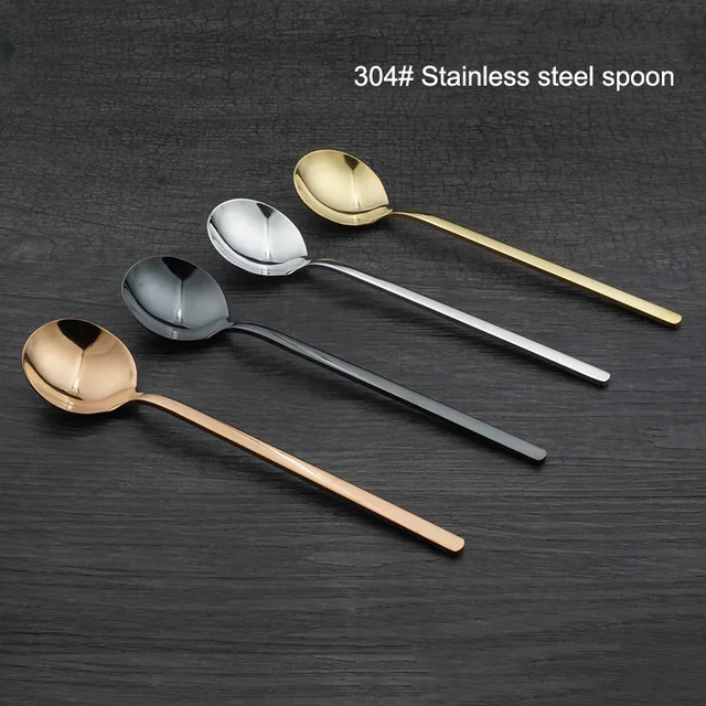 Best Price Long Handle Coffee Tea Scoops Stainless Steel Spoon Tableware Dinnerware HG99