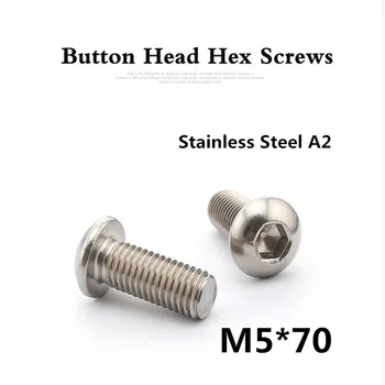 

100pcs/lot ISO7380 M5*70 A2 Stainless Steel Hexagon Socket Button Head Screws
