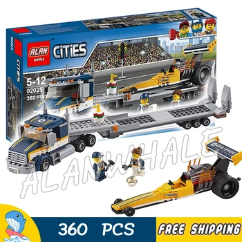 

360pcs City Great Vehicles Dragster Transporter Racing Car 02025 Figure Building Blocks Assemble Toys Compatible With