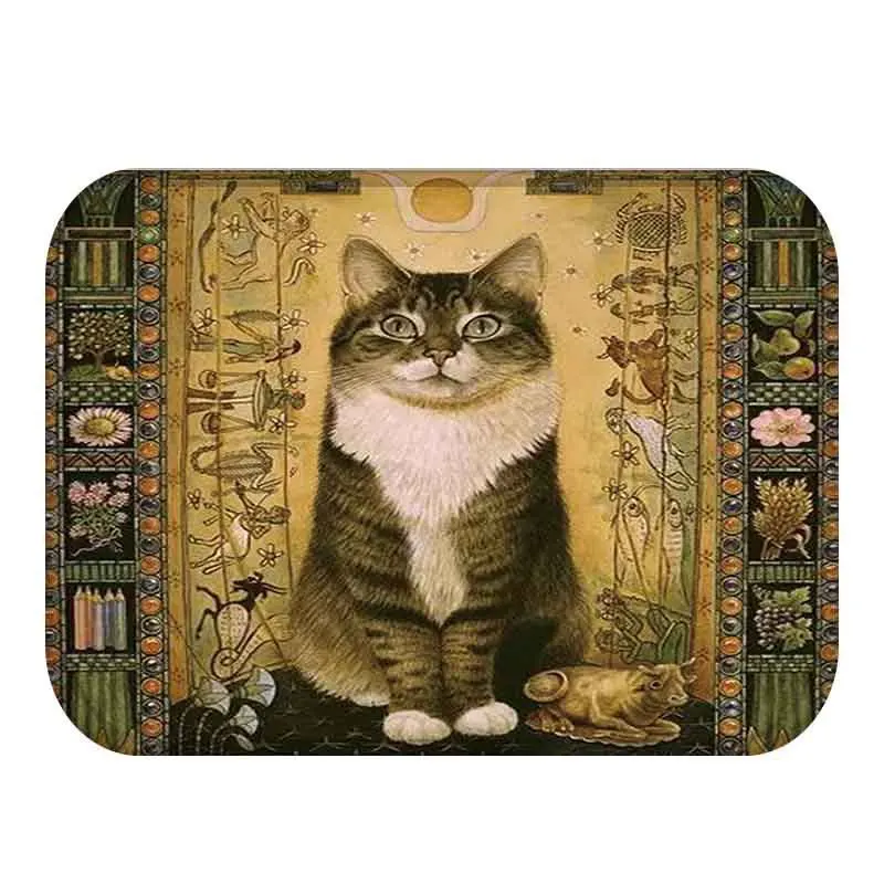 Rectangle Light Welcome Home Door Mats Funny Lazy Sleeping Cat Pattern Water Absorption Bathroom Carpets Living Room Tapete Rug