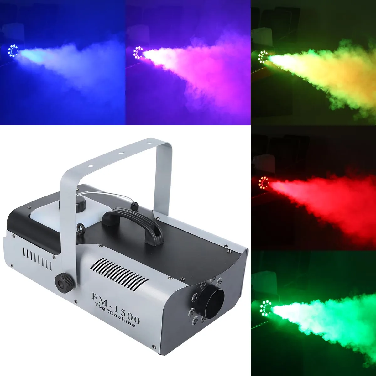 2X 1500 Watt Smoke Fog Machine 9 LED Lights Remote Control DJ Party Stage Fogger