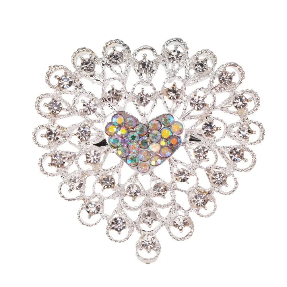 Fashion Brooch Girl Crystal Rhinestone Heart Brooch for Women BRO18in