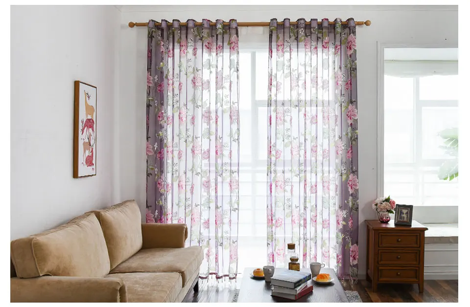 Цветочные тюлевые оконные шторы для гостиной, спальни, кухни, отвесная вуаль, современные готовые тюлевые шторы на окно, занавески LISM