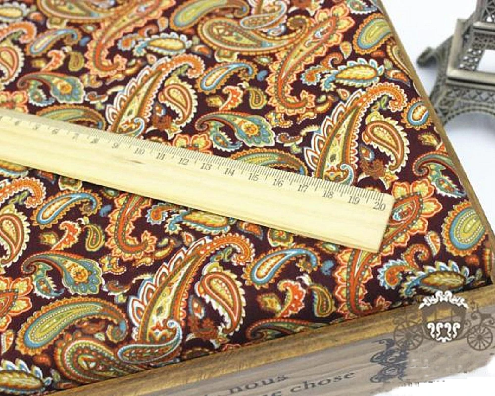 Paisley Menghias Kain Katun Poplin Bahan Retro Gaun Jahit