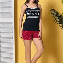 Siyah inci Lady/костюм с шортами из хлопка и лайкры 19101659