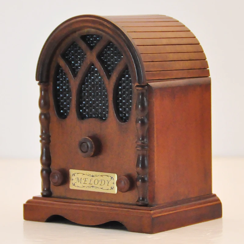 Vintage wood radio music box/ Simulation model classic radio/ Japanese