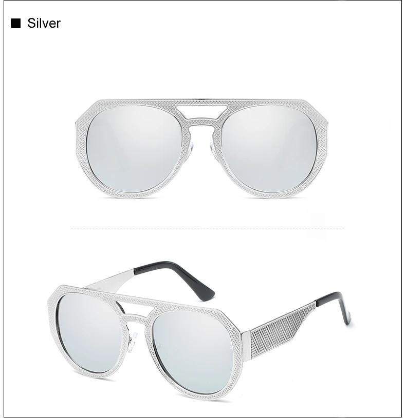 Два Oclock Винтаж металлические солнцезащитные очки Для мужчин Для женщин металлической оправе Sun Стекло es стимпанк очки серебро зеркальное