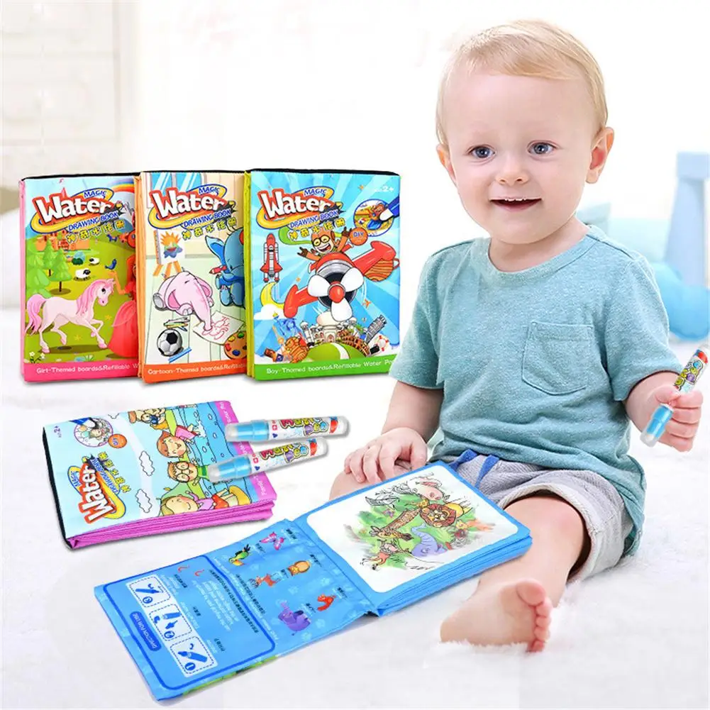 

Coloring Magic Book Painting Doodle Kids Water Drawing Book Early Education Baby Puzzle Toy Water Canvas Book with Pen
