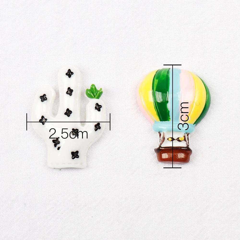 Hot air balloon cactus kawaii cabochons