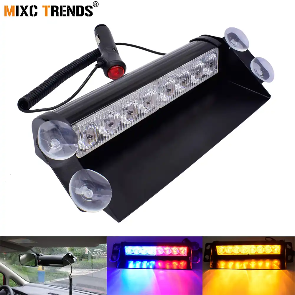 1Pcs 8 LED Car Dash Dashboard Windshield Emergency Warning Flash Police