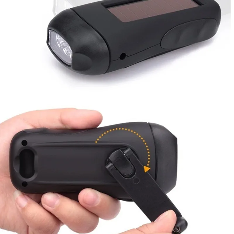 Multi-function powerful 3 LED flashlight solar Hand power generation lanternas led with USB line for camping supplies