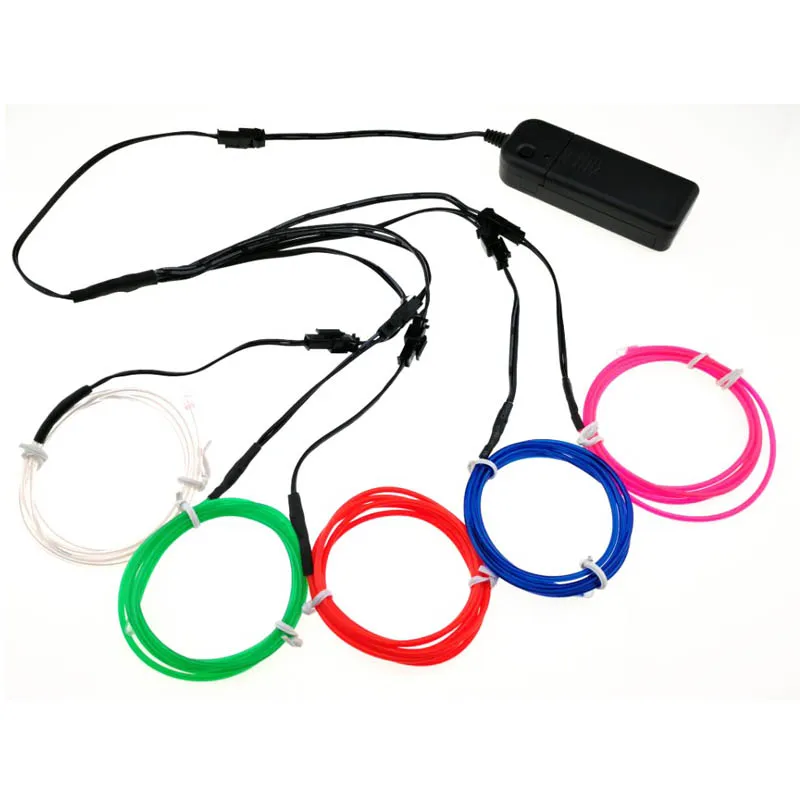 EL Wire, 5 цветов, 1 м, светящиеся полосы, неоновый светодиодный светильник+ с 2AA, Гибкий EL Wire Rope Tube, водонепроницаемый, для танцевальной вечеринки