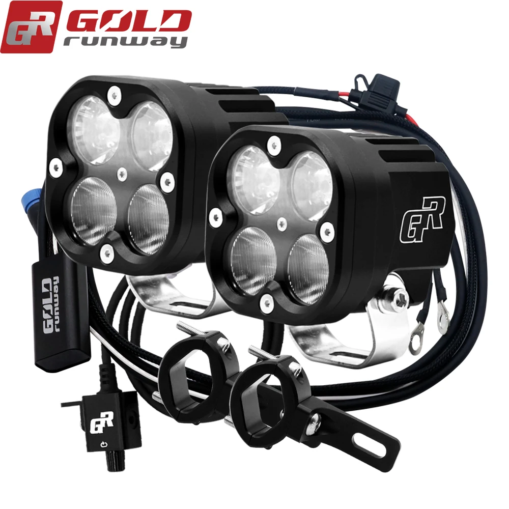 

GOLDRUNWAY X4 Auxiliary Motorcycle lights SPOT 40W 4200LM Driving Combo LED Adventure Bike LED Light Kit