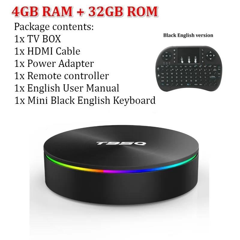 T95Q Android 9,0 tv box Smart Box T ТВ коробка 4G 32/64G S905X2 4 ядра 2,4/5,8G, Wi-Fi, BT4.1 100 м 4 к HD медиаплеер Android tv BOX - Цвет: 4G 32G EU keyboard