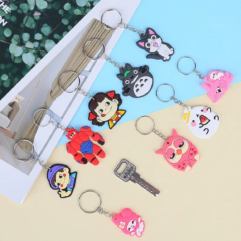 

Fashion 1Pcs Cute Mix Cute Cartoon Silicone Keychain For Women/Man Key Cover Key Caps Key Ring Key Holder Kids Gift