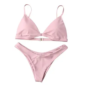 

Pink Venta caliente bikinis mujeres push-up acolchado Bra Beach Bikini Set traje de bano mujeres Bikini 2018 biquini mujer