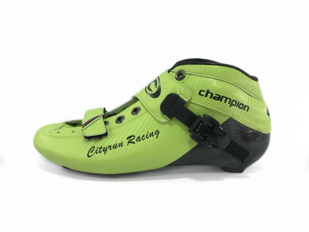 المهنية الكربون الألياف سرعة أحذية تزلج الكبار/الطفل سباق على الجليد أحذية CITYRUN مضمنة التزلج الأزرق الأصفر الأحمر حذاء أسود