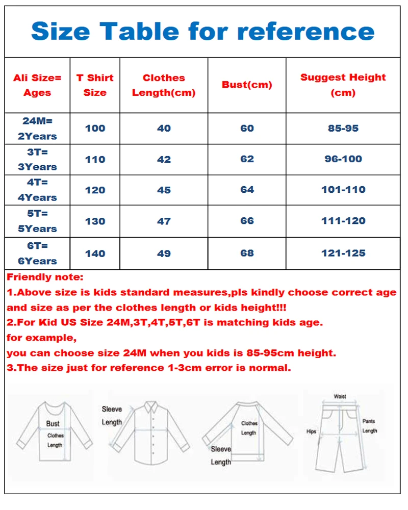 shirts060 size table