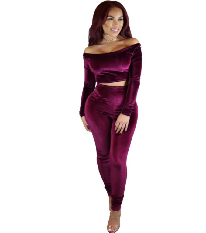 women velvet two pieces set suits 12_