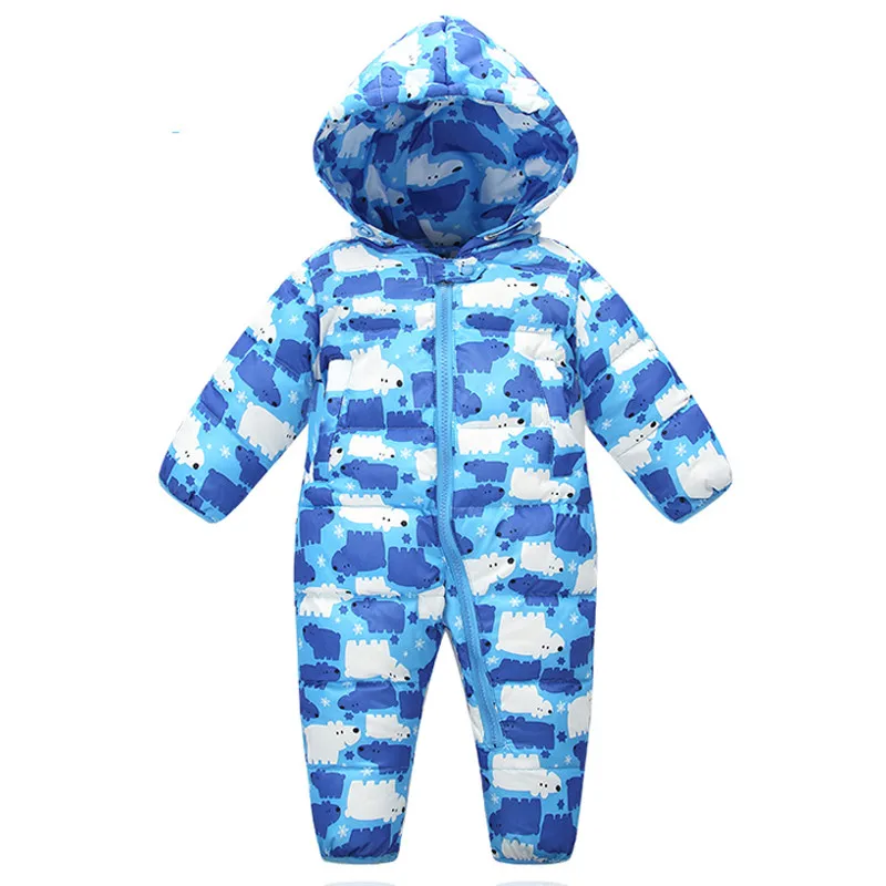 

2018 Winter Soft Duck Down Newborn Baby Down Coat Infant Warm Solid Hooded Jacket Toddler Coverall Snowsuit
