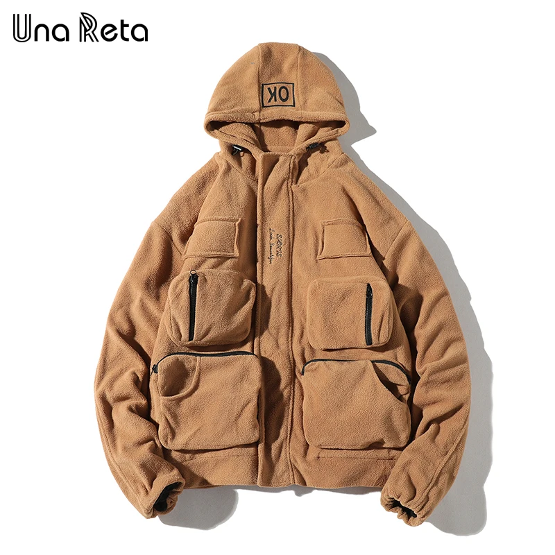 

Una Reta Jacket Coats Men Winter New Casual Hooded Jackets Mens Hip hop Parka coat Plus size Multi-pocket warm Coat Man