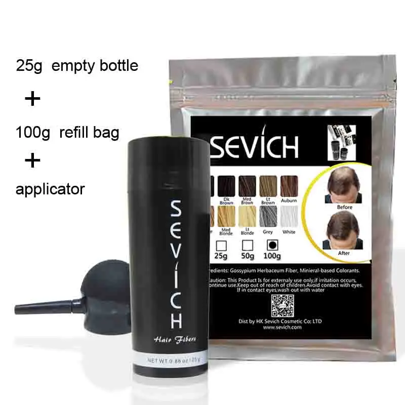 Продажа Sevich 100 г Строительные волос волокна пополнить сумка + 12 г пустая бутылка + аппликатор волосы загуститель полнее выпадения волос лечение 10 цве...