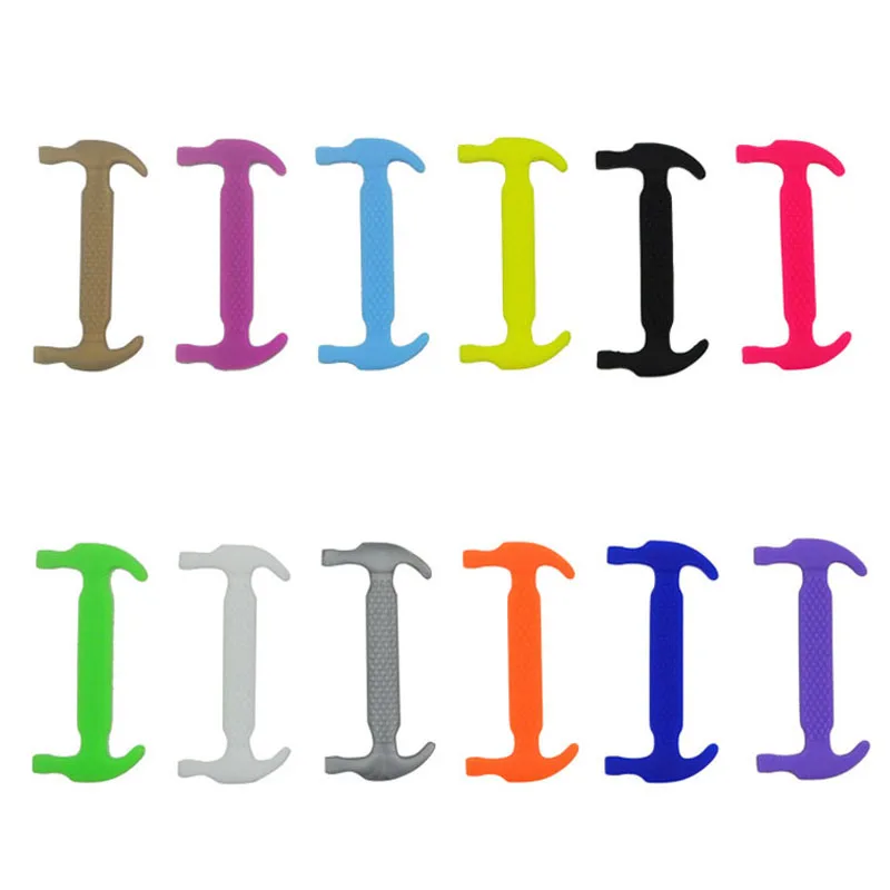 3 Sets 48 Pcs Men Hammer Shape Laces Multicolor Unisex Design Sports Running Without a Tie Elastic Silicone Shoe Laces Shoelaces