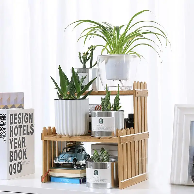 New Arrival Plant Shelves Flower Garden Rack Stand Flower Display Stand Bamboo Display Stand Bamboo Shelf Stand Holder Storage